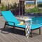 Costway Set of 2 Patio Rattan Chaise Lounge Chair Outdoor Reclining Chaise Sun Lounger Red/Turquoise